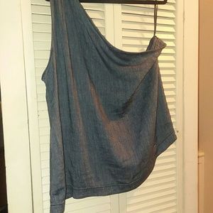 Loft one shoulder linen top